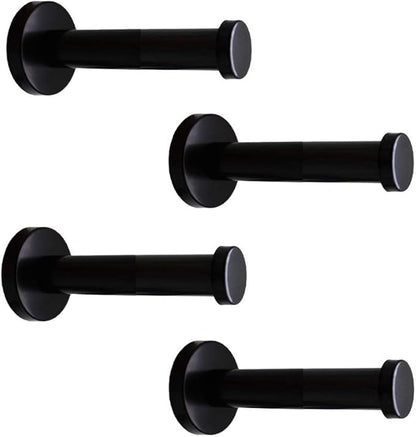 Classic Black Stainless Steel Heavy Duty Wall Mount Hooks, Bath Towel Hooks, Coat Hanger, Handbag Hooks, 4 in Pack (4")