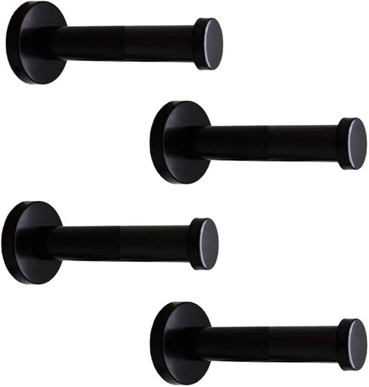 Classic Black Stainless Steel Heavy Duty Wall Mount Hooks, Bath Towel Hooks, Coat Hanger, Handbag Hooks, 4 in Pack (4")