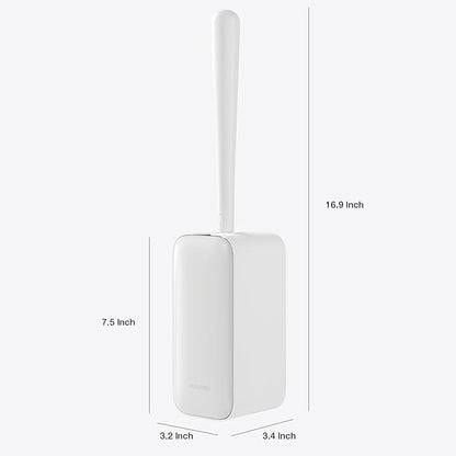 Toilet Cleaner Brush, Diveotree Toilet Brush and Holder for Dead Corner Cleaning, Wall Mounted Toilet Bowl Brush for Bathroom Decor, Toilet Scrubber Brush for Home/Hotel (White, 1pack)