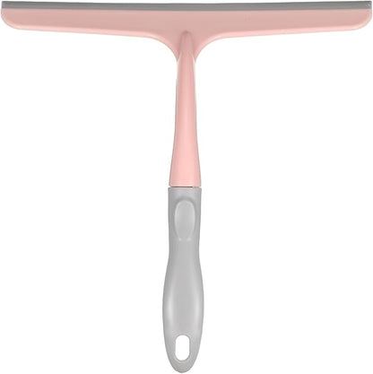 HARFINGTON Shower Squeegee 9.6 Inch Length Water Blade Cleaner Tool Household Mirror Squeegee with Hole for Windshield Window Cleaning Glass Door, Pink