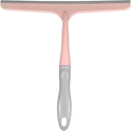 HARFINGTON Shower Squeegee 9.6 Inch Length Water Blade Cleaner Tool Household Mirror Squeegee with Hole for Windshield Window Cleaning Glass Door, Pink