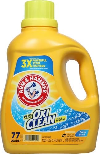 Arm & Hammer Plus OxiClean Fresh Scent, 77 Loads Liquid Laundry Detergent, 100.5 Fl oz (Pack of 2)