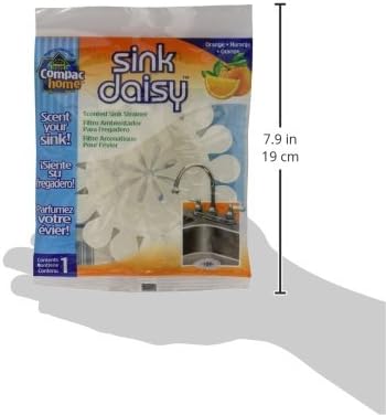 Compac Sink Daisy Scented Kitchen Sink Strainer infuses & Freshens Your Sink, Must Have Kitchen Sink Accessories, Sink Drain Strainer - Catcher, Drain Cover, Mandarin, Orange Scent, 12 Count