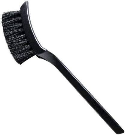 8.5” Nylon Tire Brush, Stiff Bristle Wheel Cleaning Tool, Car Floormat Scrub Brushes, Long Handled Detail Brush for Auto Detailing, Heavy Duty Nifty Interior Carpet (Black)