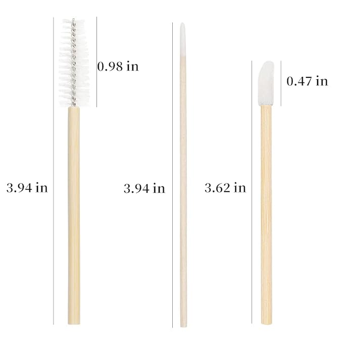 300 PCS/Sets Eyelash Extension Supplies 200pcs Disposable Pointed Micro Applicator 50pcs Eyebrow Spoolie Brush 50pcs Lip Wand Mascara Wand Makeup Tools (Bamboo kits)