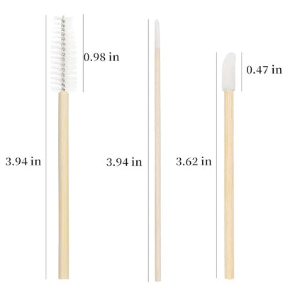 300 PCS/Sets Eyelash Extension Supplies 200pcs Disposable Pointed Micro Applicator 50pcs Eyebrow Spoolie Brush 50pcs Lip Wand Mascara Wand Makeup Tools (Bamboo kits)