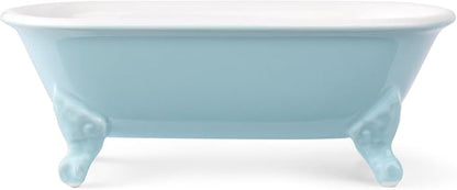 6.5" Ceramic Mini Decorative Clawfoot Bathtub Bar Soap Dish, Kitchen Sponge Holder and Shower Tray for Bathroom, 1 Pack(Baby Blue)