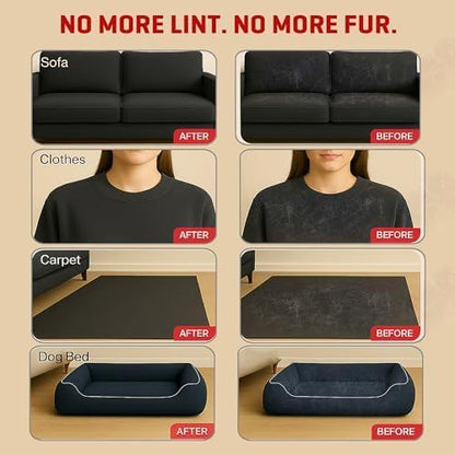 Pet Hair Removal Gloves, 2 Pack Reusable Electrostatic Cleaning Mitt for Couch, Carpet, Car Seats, Furniture, Black Mesh Design with Orange Pull Tab