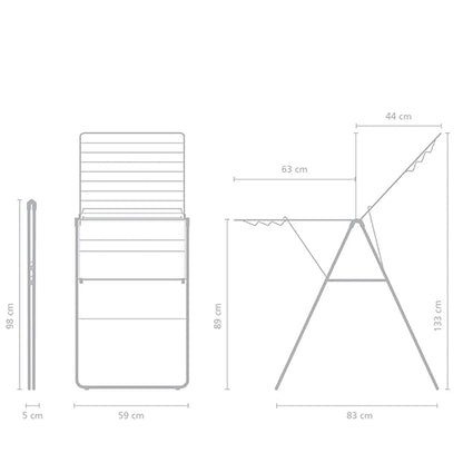 Brabantia HangOn Clothes Drying Rack | 67ft (20m) | Metallic Gray | Large Indoor Clothes Airer Laundry Stand with 2 Fold-Out Wings & Hanger Hooks, Folds Flat | Fits 2 Full Loads