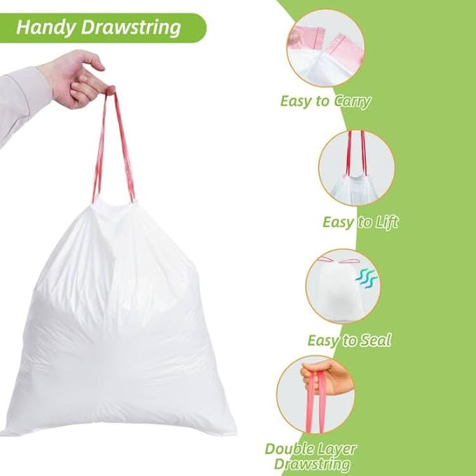 MakMeFre 4Gallon Drawstring Small Kitchen Trash Bags,Clean Fresh Scent and Heavy Duty Garbage Bags(100 Count,45x50cm)