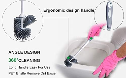 KeFanta Toilet Brush and Holder 2PACKS,Silicon Toilet Bowl Cleaning Brush Set,Under Rim Lip Brush and Storage Caddy for Bathroom