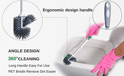 KeFanta Toilet Brush and Holder 2PACKS,Silicon Toilet Bowl Cleaning Brush Set,Under Rim Lip Brush and Storage Caddy for Bathroom