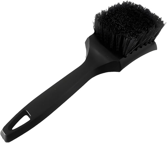 Car Carpet Cleaning Brush, Stiff Bristles Vehicle Wheel Hub Rims Wash Brush with Short Handle, Automotive Detailing Tire Cleaner, Universal for SUV Automobile Truck (Black)
