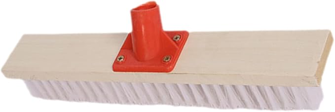 Outdoor Floor Scrub Brush with Long Handle, Stiff Nylon Bristle Deck and Patio Cleaning Brush, Sturdy Hard Bristle Scrubber for Bathroom, Carpet, and Garden Use
