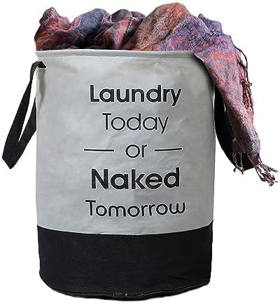 45L Waterproof Laundry Basket – Collapsible Canvas Clothes Hamper with Handles for Toy Storage, Laundry Room, Dorm & Nursery – Grey Organizer Bin (4.33x 4.33x1.18 in)