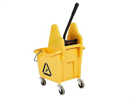 Amazon Basics Floor Cleaning Rectangular Mop Bucket with Sturdy Down Press Wringer Combo, 35-Quart, Yellow