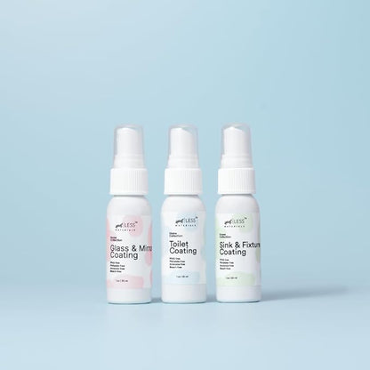 spotLESS MATERIALS Bathroom Starter Kit, Toilet Coating Spray, Glass and Mirror Protective Coating, Sink and Fixture Coating, Stain Resistant, Streak Free, PFAS Free, Quick Effect Coating Agent