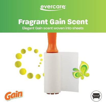 Evercare Gain Scented All-Purpose Lint Roller Brushes with 50 Sheets, Pack of 3 Manual Refillable Lint Rollers with Gain Scent (150 Sheets Total)