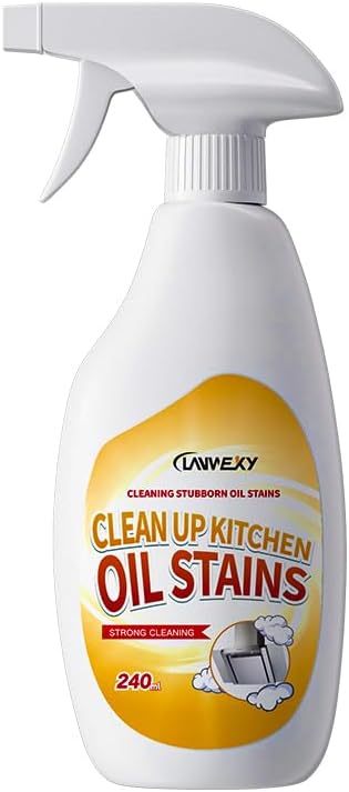 LANWEXY Clean Up Kitchen Oil Stains Spray, Effective Oil Stain Remover for Pots, Ovens, Grills & Stovetop Surfaces, Dual Spray Nozzle, No Rinse Formula (1 bottle【trial pack】)