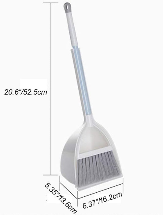 Mini Broom and Dustpan, Home Kitchen Sweeping for Kids(White+Gray)