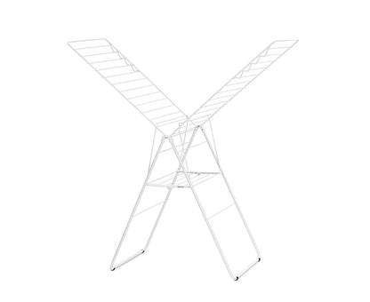 Brabantia HangOn Clothes Drying Rack | 82ft (25m) | White | Large Indoor Clothes Airer Laundry Stand with 2 Fold-Out Wings & Hanger Hooks, Folds Flat | Fits 2 Full Loads