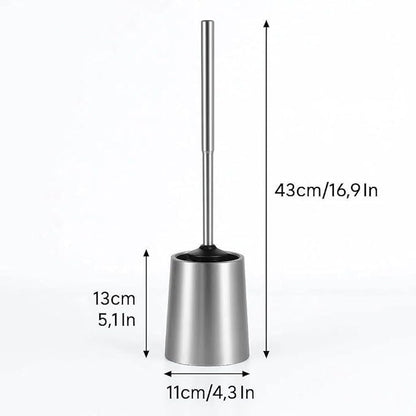 SUS304 Stainless Steel Toilet Brush and Holder Set Toilet Brush Case Cleaner for Toilet Bowl Bathroom Cleaning Brush Caddy Cepillo de Baño wih Oily Coating Brushed Stainless Silver
