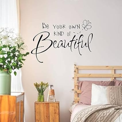 Inspirational Vinyl Wall Decals, Be Your Own Kind of Beautiful Quote Wall Sticker Wall Art Home Decor Wall Stickers for Living Room Bedroom Office Bathroom Girl Home Decoration (Butterfly)