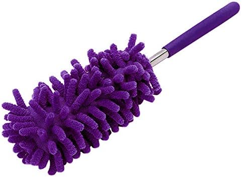 Microfiber Mini Duster Cleaning Brush Dust Cleaner Hand Duster Extendable Handle Soft Fans for Indoor Home Ceiling Cleaning(Purple)