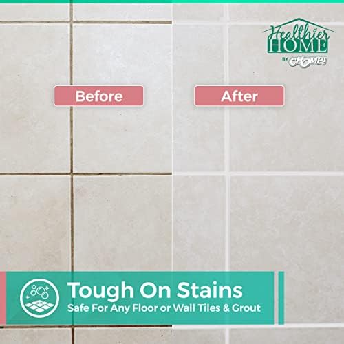 CHOMP! Grout Cleaner Bundle, Includes Long Handle Stand Up Brush, Refreshes Grout and Removes Stains on Tile Floors and Bathroom Walls & Kitchens (4 Pack Set)