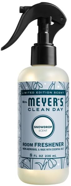 Mrs. MEYER'S CLEAN DAY Room Freshener 4 Pack Variety Pack, Iowa Pine, Peppermint, Gingerbread, Snowdrop, 8 Fl Oz Each, 1 CT