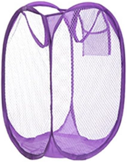 Luxshiny Collapsible Fine Mesh Laundry Hamper Nylon Dirty Clothes Basket with Handles for Bathroom Bedroom Dorm Storage Organizer Safe Design Random Color Random Color
