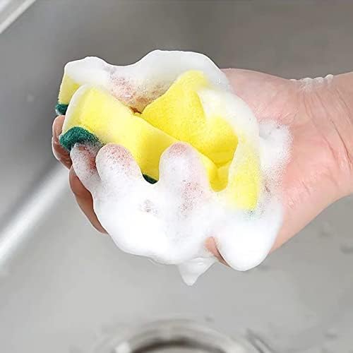1 Pack Kitchen Cleaning Sponges - Non Scratch Scrub Sponge - Reusable Microfiber Sponge - Dish Sponge, Non-Stick Cookware, for Household, Kitchen, Car, Bathroom Cleaning
