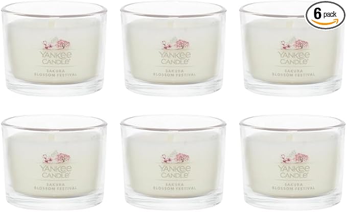 Yankee Candle Mini Jar Scented Candle, Sakura Blossom Festival Scent, 1.3 Ounce (Pack of 6)