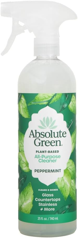 Absolute Green All Purpose Cleaner Spray, Non-Toxic, Kitchen, Bath, Countertop, Stainless, Safe around Kids + Pets, Natural Peppermint Scent, 25 oz (6 Pack)