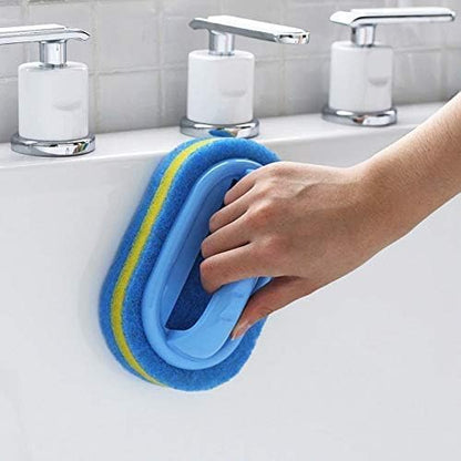 2-Piece Cleaning Brush for Bathroom Kitchen Bathtub Toilet Cleaner All Purpose Shower Sponge Scrubbing Brush with Ergonomic Handle