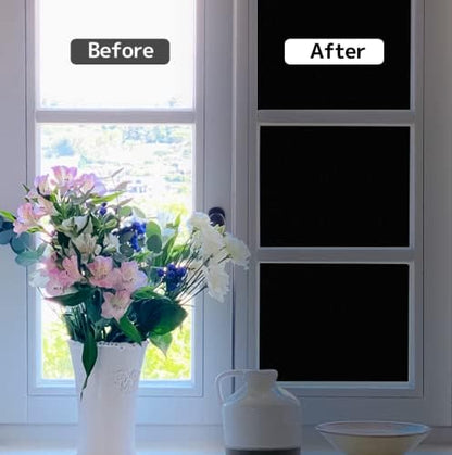 KESPEN Total Blackout Window Film Privacy Static Cling 100% Light Blocking Room Darkening Window Cover Heat Control Anti-UV Glass Sticker Window Tint for Home with Grid Line, 23.6 Inch X 13.1 Feet