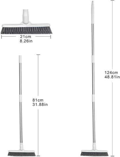 Affogato Floor Scrub Brush Bathroom Long Handle Bathtub Push Broom Shower Tile Grout Scrubber Rotatable Indoor Kitchen Crevice Cleaning Brush for Hard to Reach Areas - White 46.8inches Lengthen