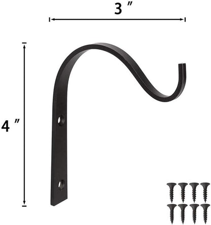 Mkono 4 Pack Iron Wall Hooks for Hanging Plant Lanterns, Plant Hanger Fence Metal Bracket for Bird Feeders, Wind Chimes, Mason Jar Sconces, Light Outdoor Indoor Rustic Home Decor, 3 Inch