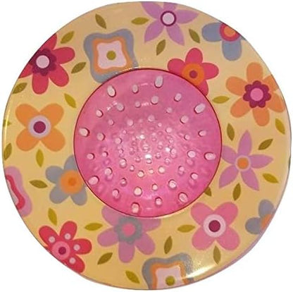Handy Housewares 5.25" Diameter Decorative Designer Pattern Kitchen Sink Strainer/Food Trap (Single Pack, Pink Flowers)