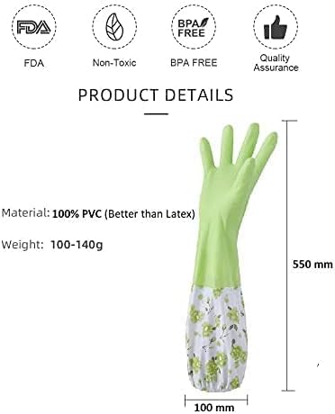 Reusable Waterproof Household Latex Gloves | Ideal for Kitchen Dishwashing, Laundry, Cleaning, Gardening, and Sanitation | 2 Pairs (Blue & Green)