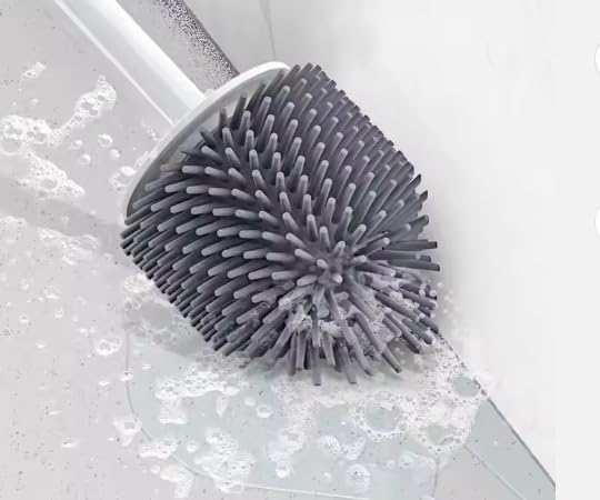Ring King Toilet Ring Remover Silicone Toilet Brush and Holder Set| This Bathroom Accessory Brush and Holder Easily Scrub Grime, Mineral deposits, and Hardwater Rings from Toilet Bowls.