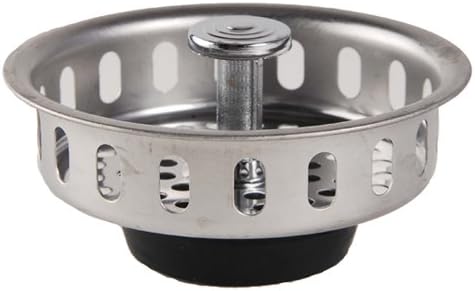 VIVA Kitchen Sink Strainer, Stainless Steel Basket Strainer Replacement, 3.5 Inch, Rubber Stopper, Chrome, Indoor Outdoor Use