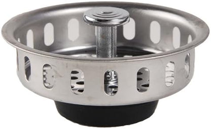 VIVA Kitchen Sink Strainer, Stainless Steel Basket Strainer Replacement, 3.5 Inch, Rubber Stopper, Chrome, Indoor Outdoor Use