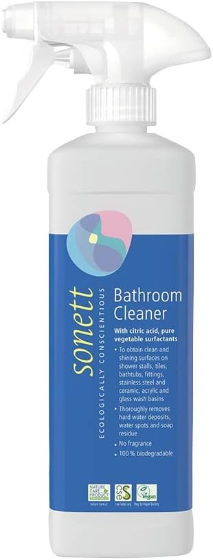 Sonett Organic Bathroom & Shower Cleaner Spray Removes lime scale deposits in hard-to-reach places and cleans fittings, stainless steel (17 fl. oz. Pack of 1)