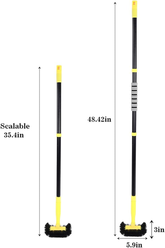Grout Cleaning Brush with Long Handle - Hard Bristle Hand Held Grout Cleaner Brush for Tile Grout, Shower Cupboard Corner Cleaning