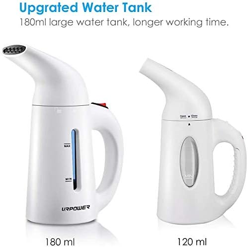 URPOWER Updated 180ml Steamer for Clothes, 7-in-1 Portable Handheld Garment Steamer, Fast Heat-up Clothes Steamer, Travel Steamer, High Capacity Fabric Steamer for Home and Travel
