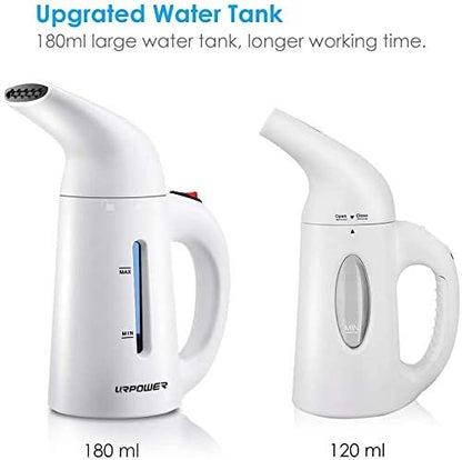 URPOWER Updated 180ml Steamer for Clothes, 7-in-1 Portable Handheld Garment Steamer, Fast Heat-up Clothes Steamer, Travel Steamer, High Capacity Fabric Steamer for Home and Travel