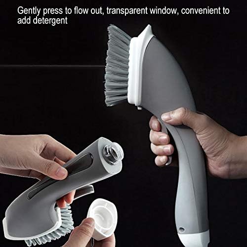 Cleaning Brush Tile Brush Bristles Scrub Brush with Soap Dispensing Long Handle Comfort Grip Heavy Duty for Bathroom Shower Kitchen Sink Floor Tile Cleaner Household Cleaning Tool (Green)