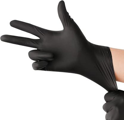 Black Disposable Nitrile Latex & Powder Free 6-Mil Gloves 100 Count, Textured, Mechanic Wearing, Cleaning, Food Black Large