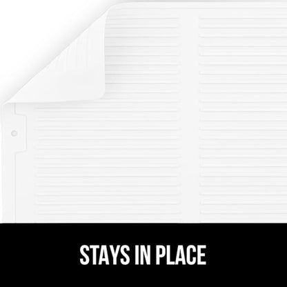 GORILLA GRIP 100% BPA-Free Patented Silicone Dish Drying Mat for Kitchen Counter, Water Catching Ribbed Design, Easy Clean Waterproof Sink Liner, Heat Resistant, Fits Under Rack, 11x13 Inch, White